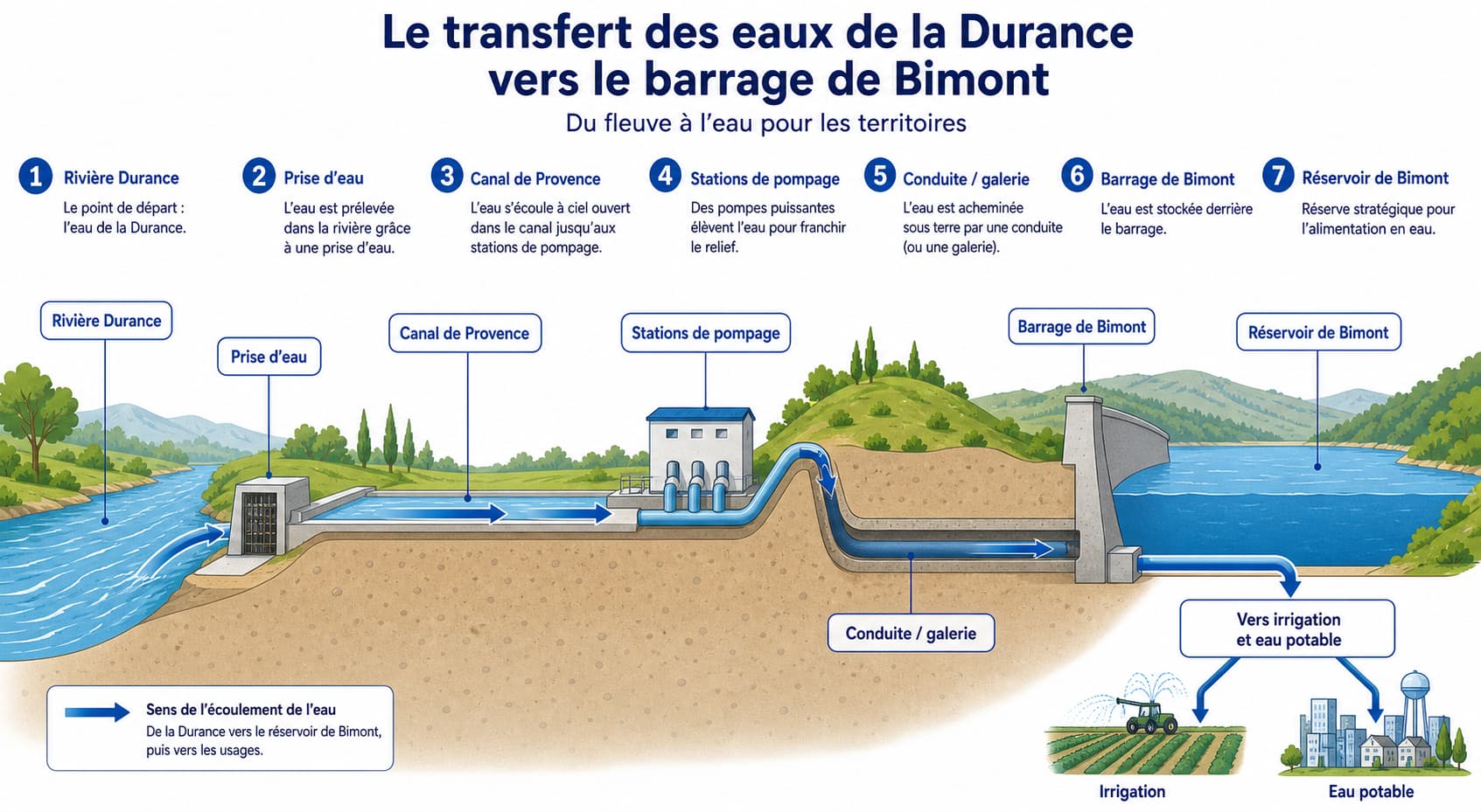 Infographie éducative montrant une coupe simplifiée du système de transfert d