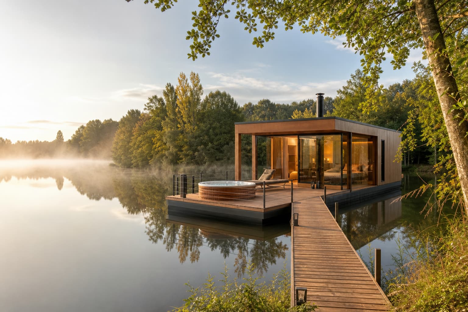 Cabane luxueuse flottant sur l