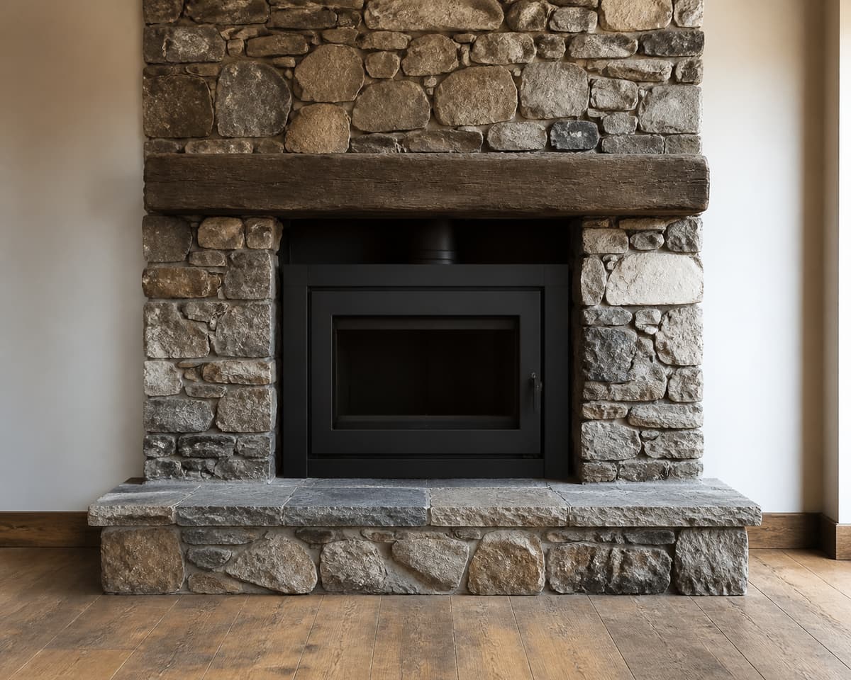 Insert métallique fermé installé dans le foyer d